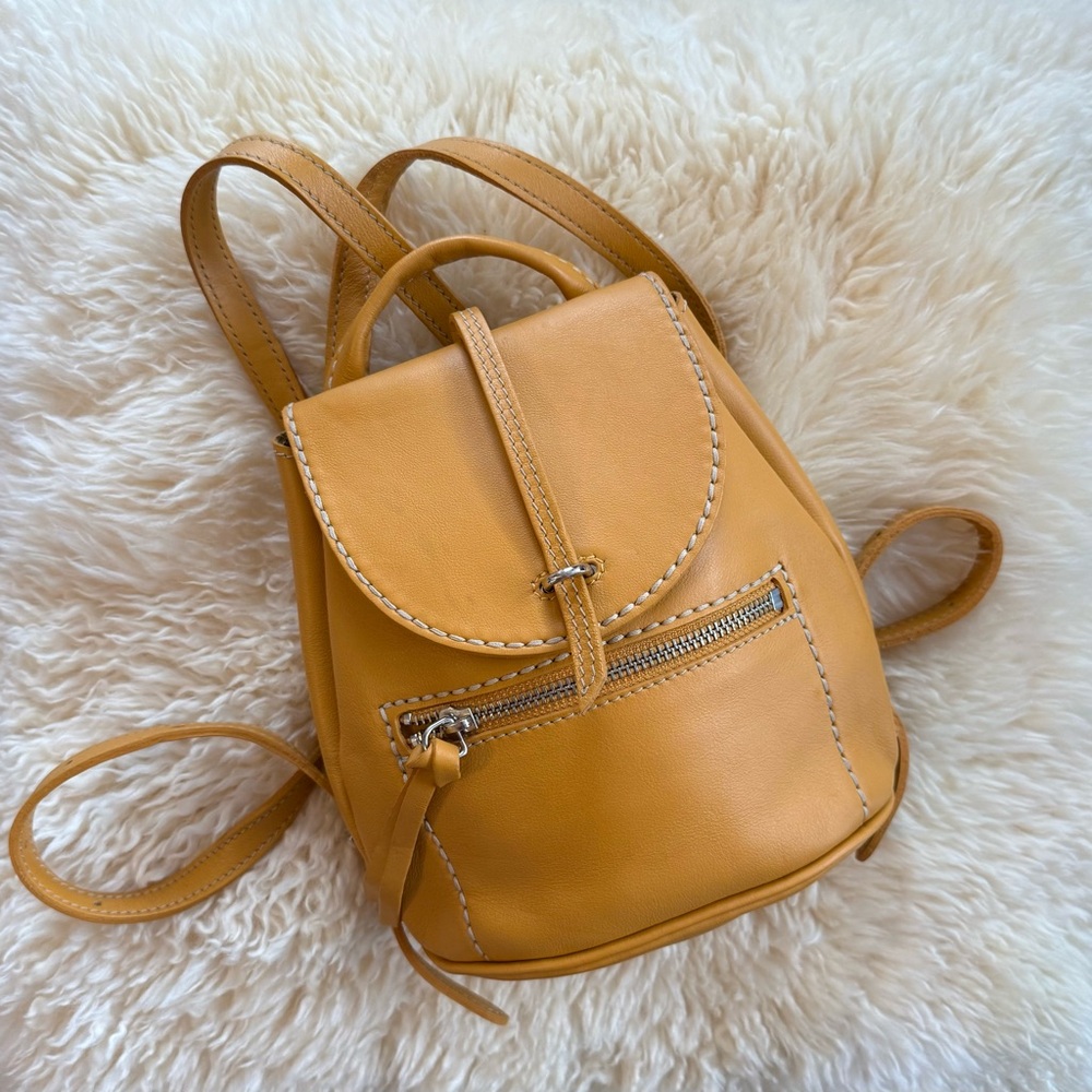 Roots Yellow Leather Women's Mini Backpack Bag